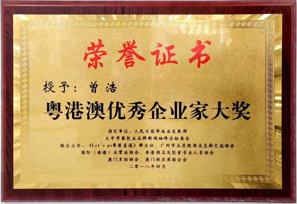 粵港澳優(yōu)秀企業家大獎